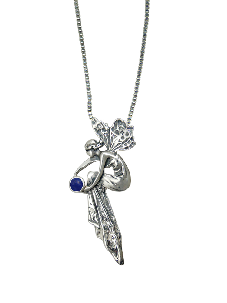 Sterling Silver Fairy of Memories Pendant With Lapis Lazuli
